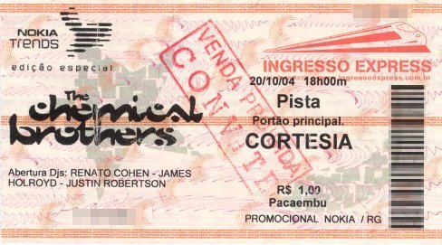 Meu ingresso pros chemical brothers